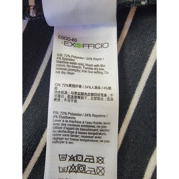 ExOfficio Dress Womens Medium Black White Stripe Keyhole Back Ponte Fit Flare - Picture 8 of 12